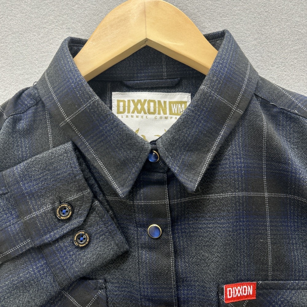 Dixxon Flannel Shirt Benchmark Women Medium Black Gray Plaid Long Sleeve NEW